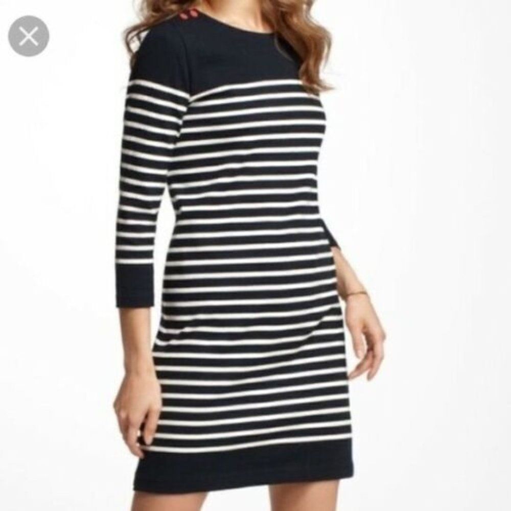 Anthropologieallihop Dress Blue White Stripes Size Small